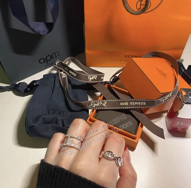 Hermes首飾品 愛馬仕高端925純銀女戒指 Hermes豬鼻開口戒指  zgh1515